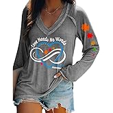 Love Needs No Words Long Sleeve T-Shirt Autism Awareness Shirt V Neck Tee