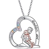 Alphm S925 Sterling Silver Father Daughter Heart Pendant Necklace Jewelry from Dad Mom
