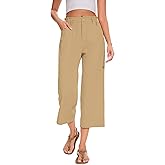 FUNYYZO Women Summer Capri Pants Trousers Pants Drawstring Waist Wide Leg Casual Loose Fit Dressy Pants