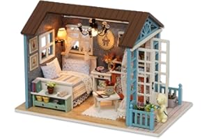 TuKIIE DIY Miniature Dollhouse Kit, 1:24 Scale Wooden Mini Christmas Doll House Accessories with Furniture for Kids Teens Adults(Forest Times)