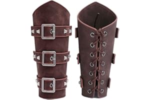 AZORA Leather Gauntlet Wristband Medieval Bracers Wrist Band Buckle Wide Bracer Arm Armor Cuff 2 Pcs