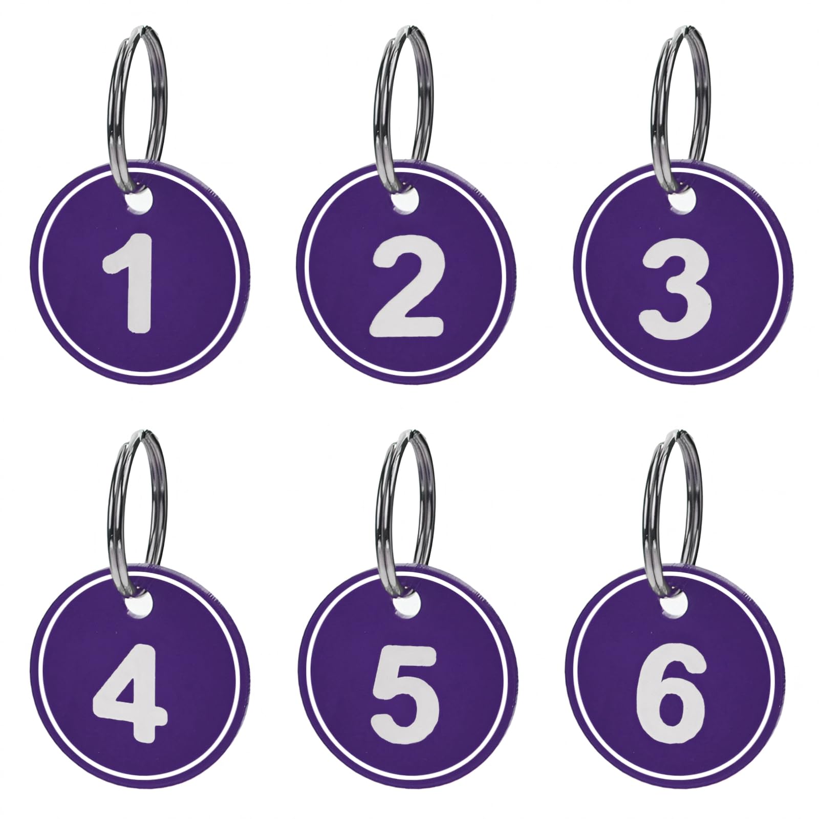 Aspire 1-50 Plastic Numbered Key Fobs Purple Round Numbered Key Tags ID Number Tags with Key Ring