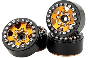 ZXYRC 4PCS 1.0 Inch Aluminum Alloy Beadlock Wheel Hub Rims for RC Crawler Car Axial 1/24 SCX24 AX24 1/18 TRX4M Wheels Upgrade Parts (Golden)