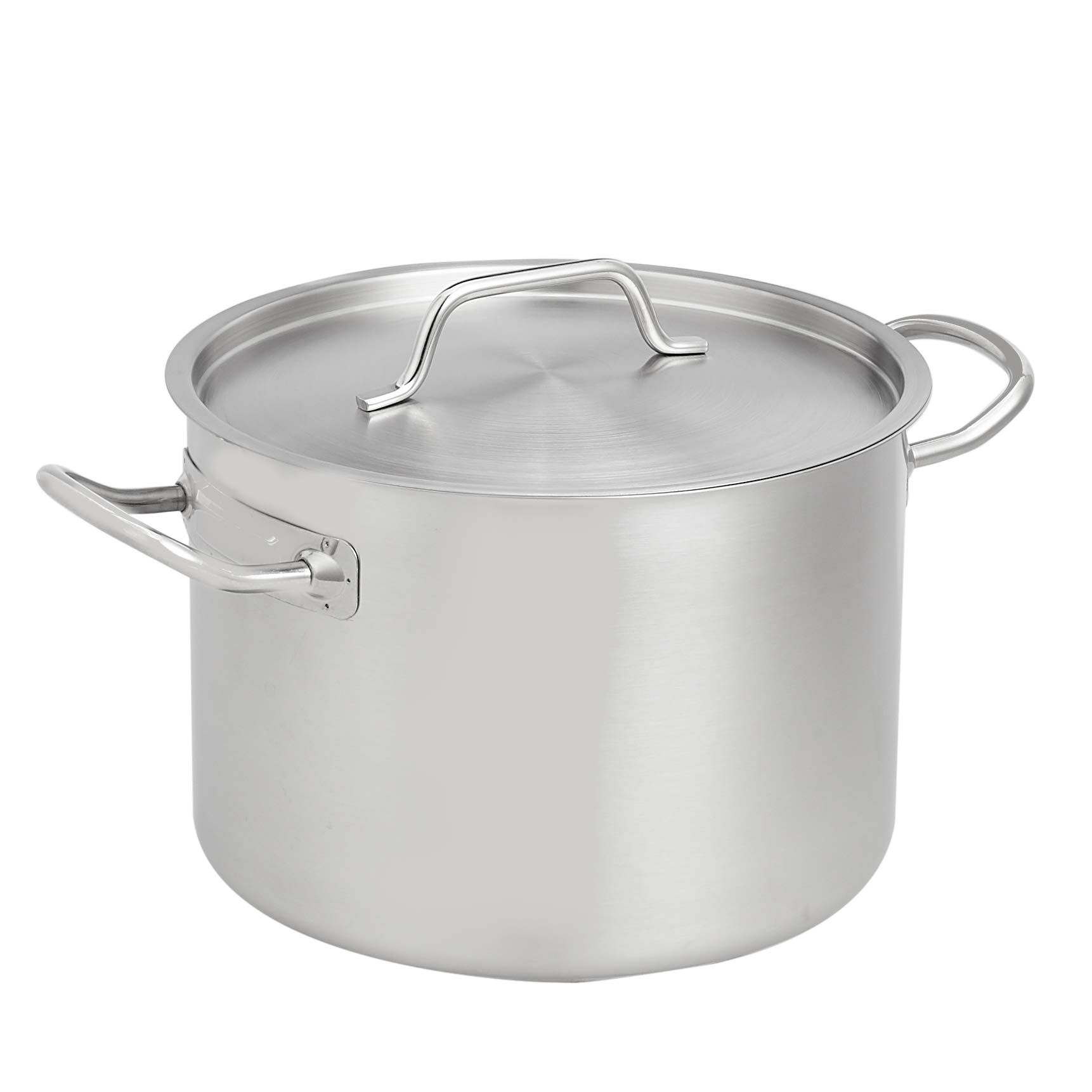 Amazon Basics 9.5 litres Stainless Steel Aluminium-Clad Stock Pot with Cover, Silver