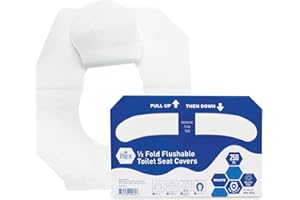 MED PRIDE Eco-Friendly Bathroom Protector Sheets - Septic Safe-Disposable Toilet Seat Covers [Pack of 250] - Flushable Toilet Seat Covers For Travel & Public Restrooms- White half-fold liners