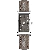 FANMIS Vintage Women's Rectangle Wristwatch Classic Ladies Analog Quartz Watch Ultra-Thin Ladies Bangle Bracelet Watch Female Business Dress Watches with Leather Strap