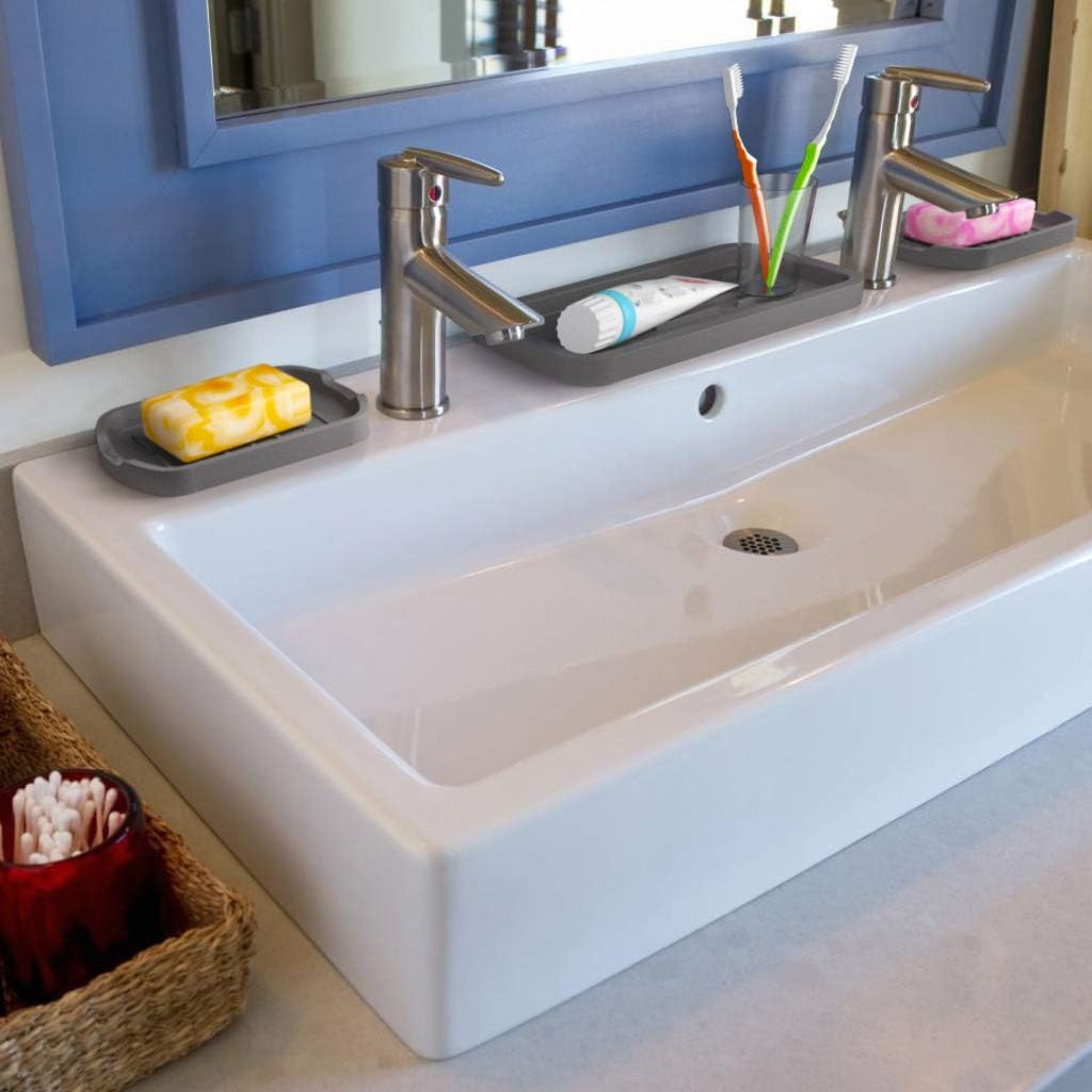 GOOD TO GOOD Silicone Sponges Holder - Kitchen Sink Organizer Tray for Sponge, Soap Dispenser, Scrubber and Other Dishwashing Accessories: Kitchen & Dining