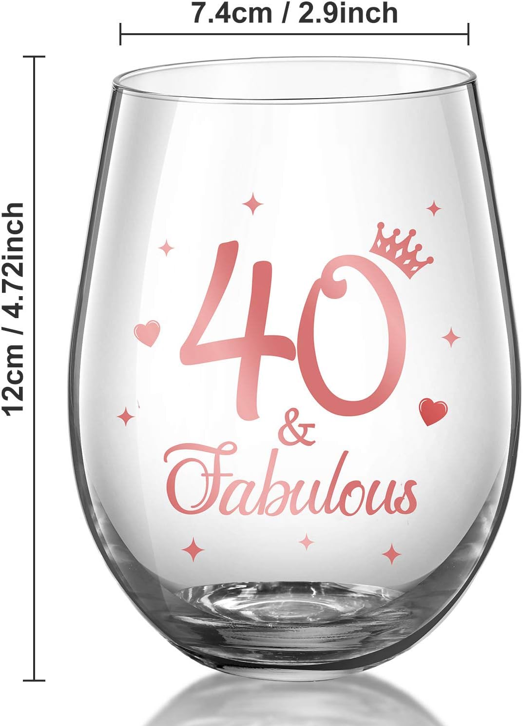 Stemless Wine Glass Rose Gold Birthday Wine Glass Present Anniversary Glasses for Man Women Birthday Party Wedding Anniversary Decorations - Image 4