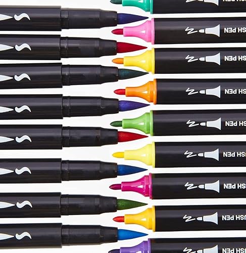 KINGART PRO Dual Twin-Tip Brush Pens, Set of 48 Unique Vivid