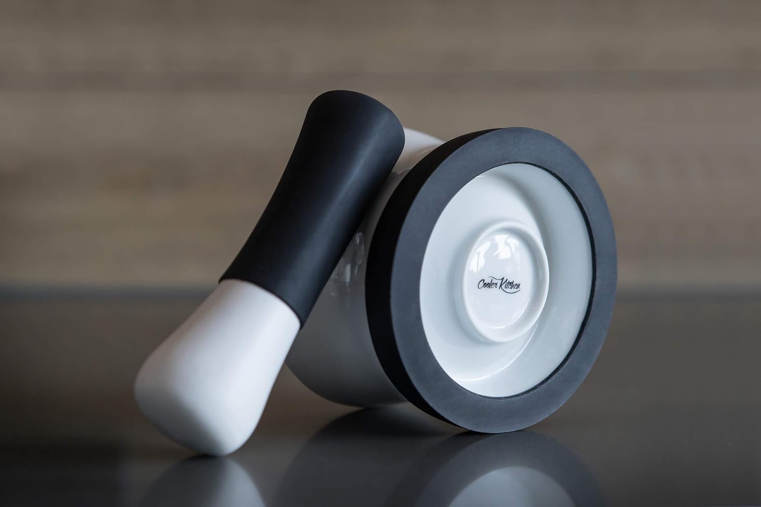 EZ-Grip Silicone & Porcelain Mortar and Pestle With Non-Slip Detachable Silicone Base - NEW DESIGN - Dishwasher Safe by Cooler Kitchen: Kitchen & Dining