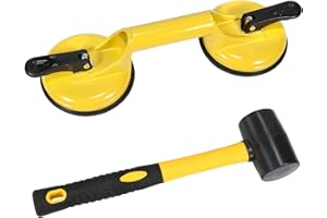 GENUBI INDUSTRY Floor Gap Fixer Tool for Laminate Floor Gap Repair Plank Grabber Includes Heavy Duty Aluminum Suction Cup and Fiberglass Handle Rubber Mallet (Can't Use on Scraped Surface Floor)