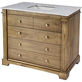 Starlight Canyon Home 42 Inch Vanity with Top – Light Brown Bathroom Vanity Cabinet with Carrara Marble Counter, Elegant 42 I