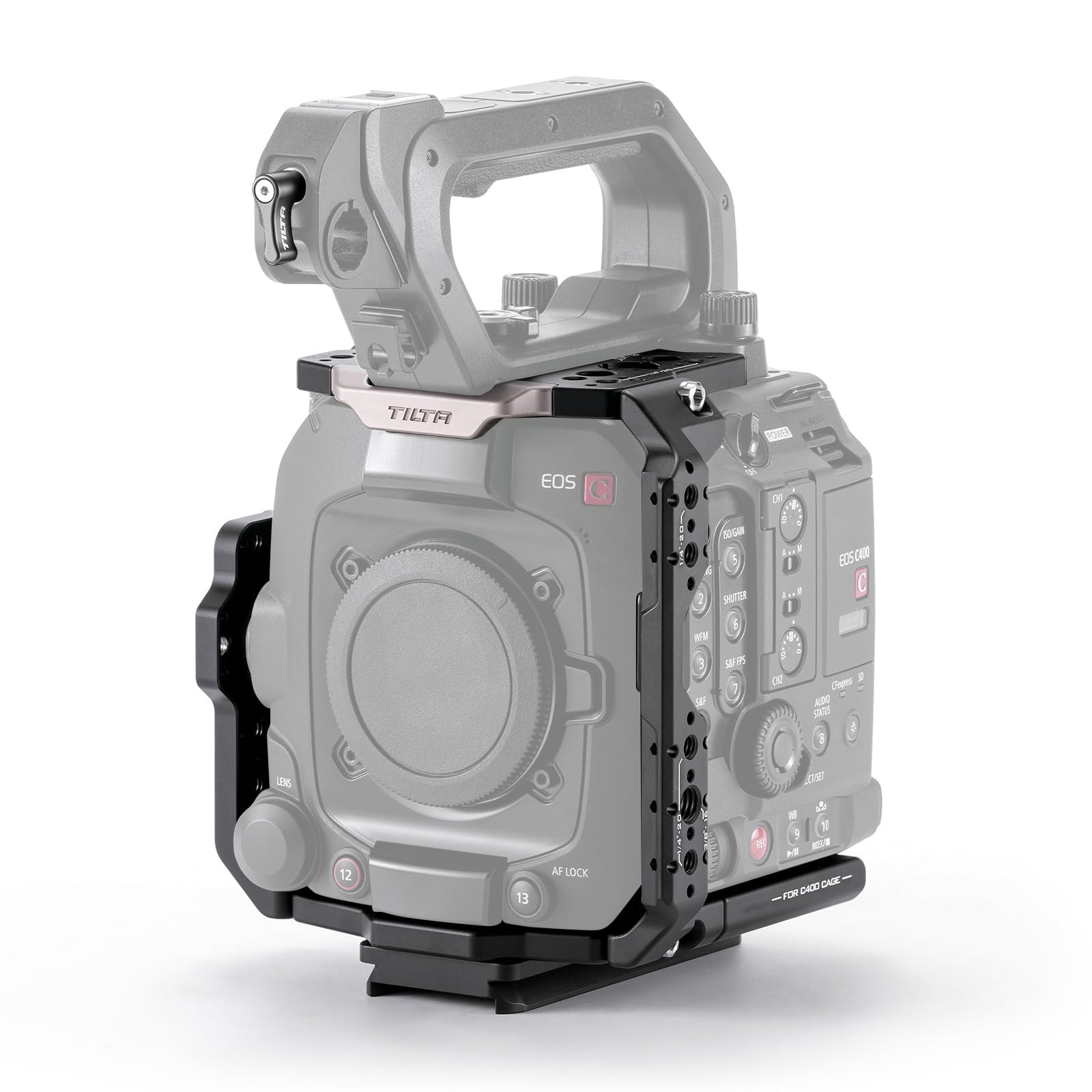 Tilta C400 Cage, Camera Cage Base Kit Compatible with C400 with Manfrotto Quick Release Plate, Rear Accessory Mounting Plate - Black ES-T22-A