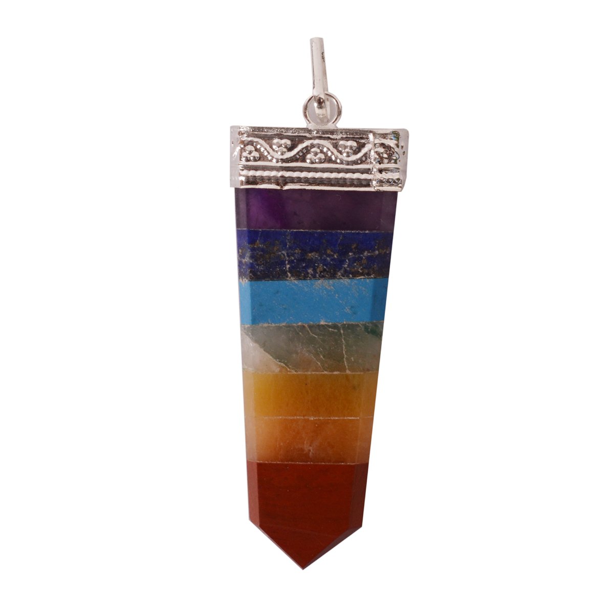 Purpledip Seven Chakra Gemstone Pendant For Necklace: Reiki Energized Gift Of Natural Crystals, Good Luck Healing Charm (11050)