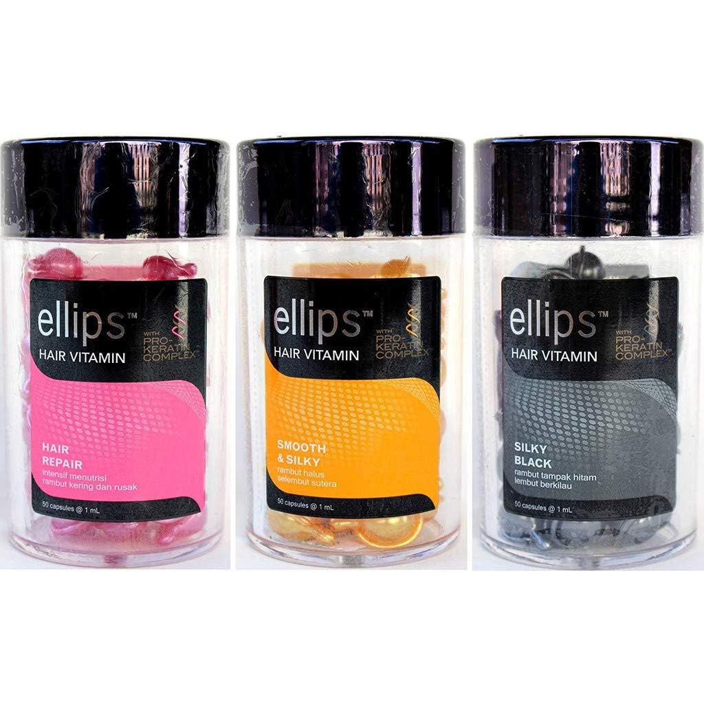 Ellips hair vitamin (smooth and shiny) - 1 jar (50 capsules). Original hair treatment oil from Indonesia