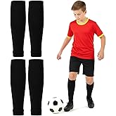 Ouligay 2 Pairs Kids Pre Cut Soccer Socks, Soccer Leg Sleeves Socks for Football Shin Guard Sleeves for Age 7-14 Youth Boys Children Football Basketball Training