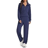 Casly Lamiit Women's 2 Piece Sets Sweatsuit Lapel Half Zip Sweatshirt Sweatpants Lounge Matching Sets Fall Outfits