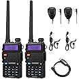 BAOFENG UV-5RTP 8/4/1W Two-Way Radio, High Power Dual Band Long Range for Adults, Tri-Power Handheld Ham Radio with Speaker Mic, Programming Cable (2 Pack)