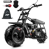 FRP GMB100 Plus Gas Mini Bike 99cc 4-Stroke Off Road Headlight &amp; Gaiter | For Teens and Adult,3HP EPA-Approved Engine, Up To 28 Mph, Up To 220 Lbs, SUNF Tires,Black