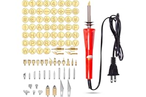 WUSAIRX Wood Burning Kit with Letter Stamps, Upgraded Wood Burning Tool, Wood Burning Pen with Walnut Hollow Wood Burning Letters for Wood Craft DIY Embossing Carving (red)