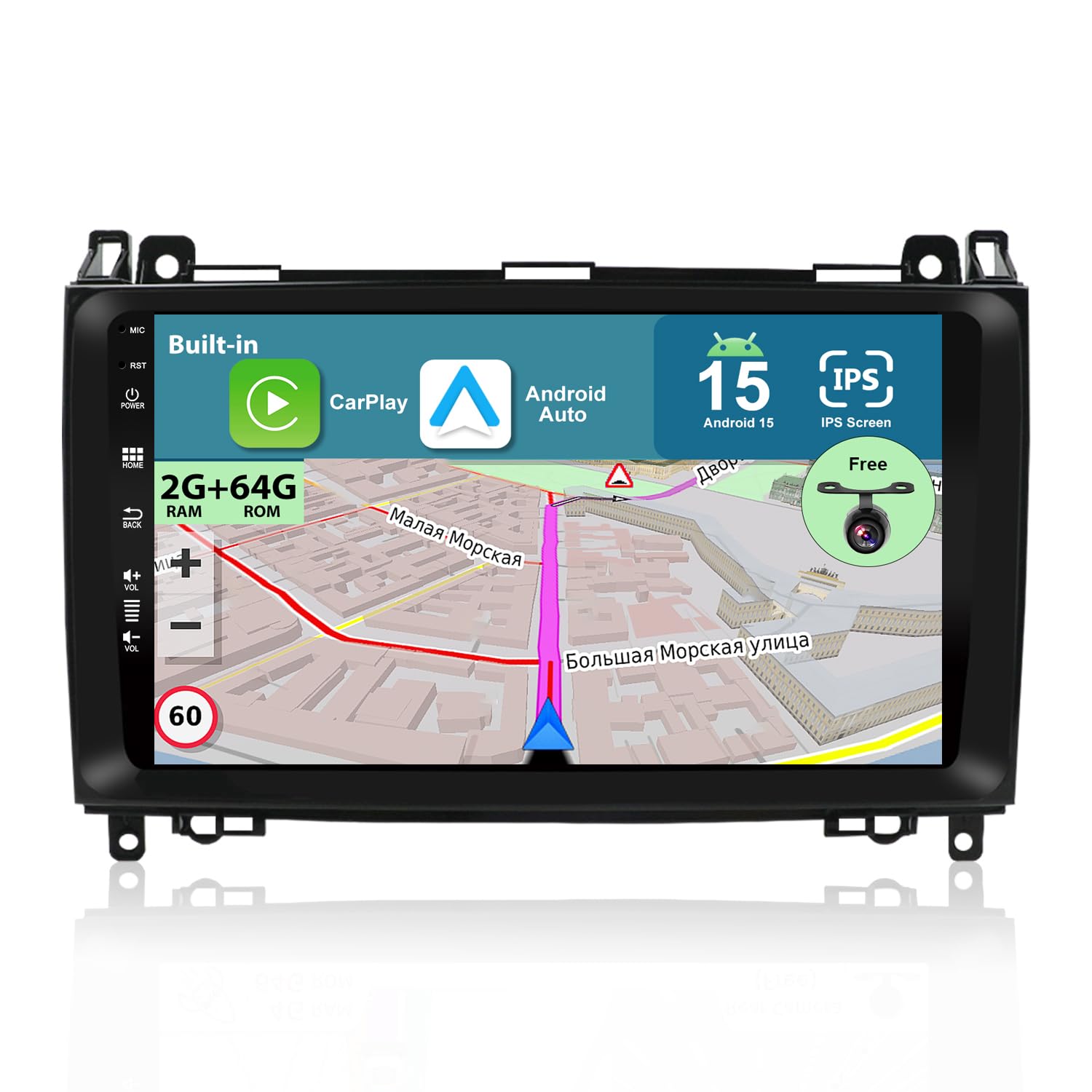 JOYX Android 15 Din Car Stereo For Viano/Sprinter/Freightliner Sprinter/W906 - Built-in Carplay + Android Auto - 2G+64G - Camera + MIC Free - 8 Inch 2 Din - Steering Wheel DAB Fast-boot WIFI DSP