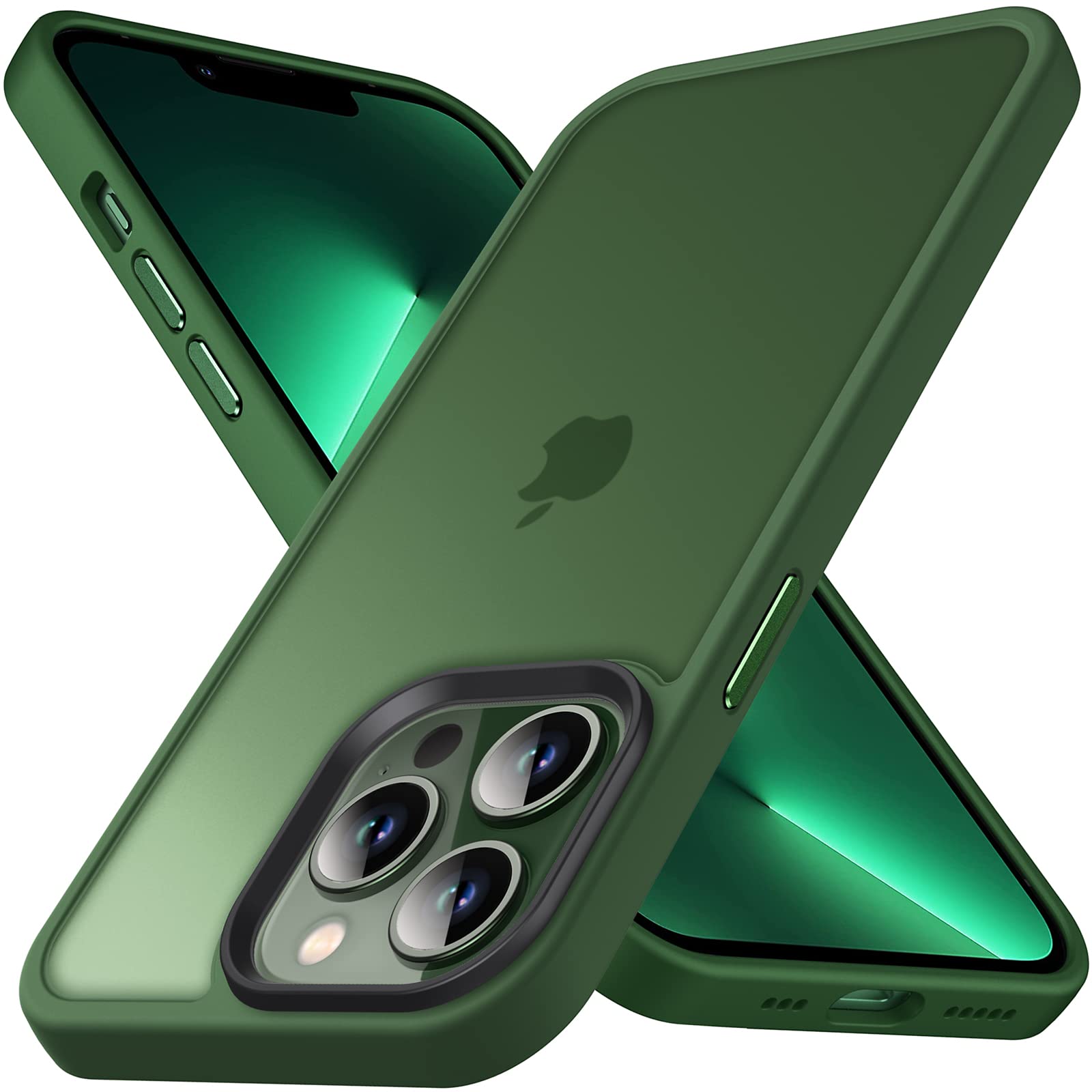 Anqrp Designed for iPhone 13 Pro Case, [Military Shockproof] Super Soft Silicone Slim Translucent Matte Protective Phone Cover, Compatible with iPhone 13 Pro 6.1", Green — image 1