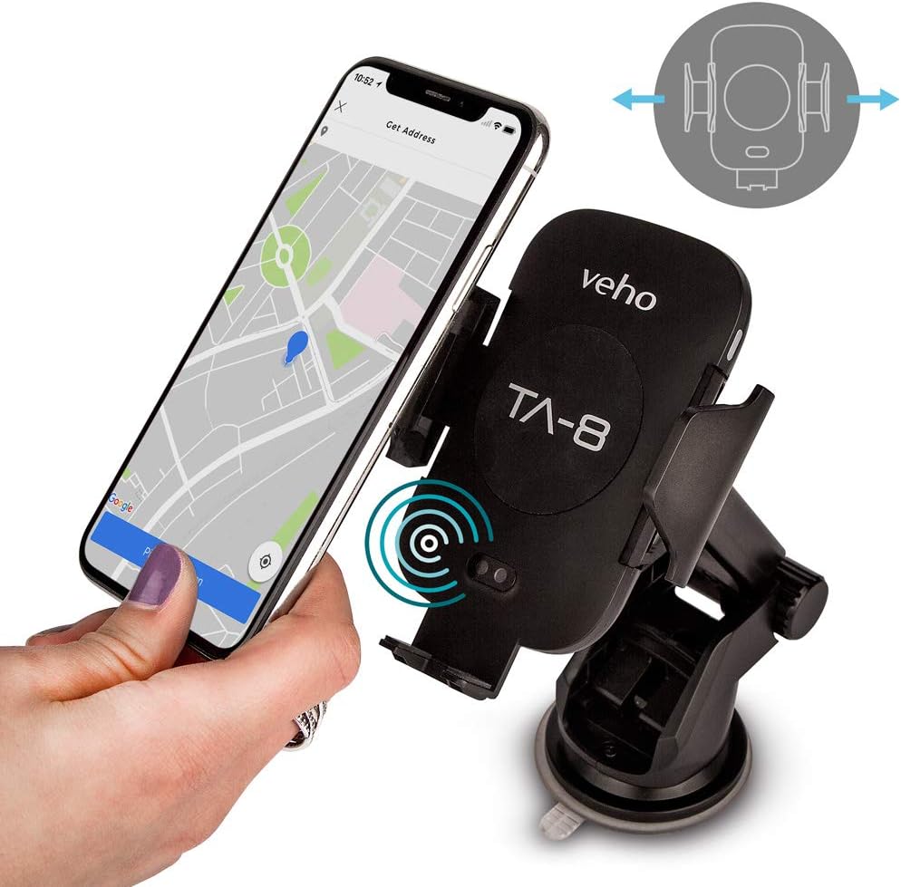Veho Universal In-Car Smartphone Cradle with Qi Wireless Charging - Black - VAA-014-TA8