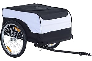 HOMCOM Bike Cargo Trailer Bicycle Luggage Carrier Cart with Cover White Black