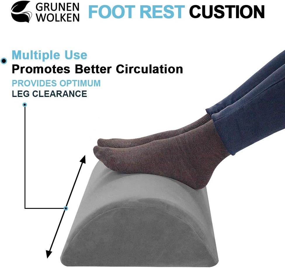 Gwolken Ergonomic Foot Rest Under Desk with Non-Slip Surface, High Rebound Foam Footstool Footrest Ottoman Half-Cylinder Relieve Pain for Office, Home, Airplane, Travel (Gray) : Office Products