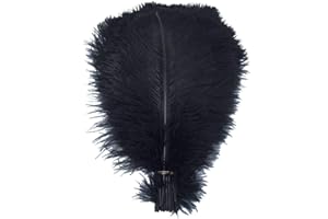 Shekyeon 14-16inch 35-40cm Ostrich Feathers Plumes for Table Decoration Pack of 10(Black)
