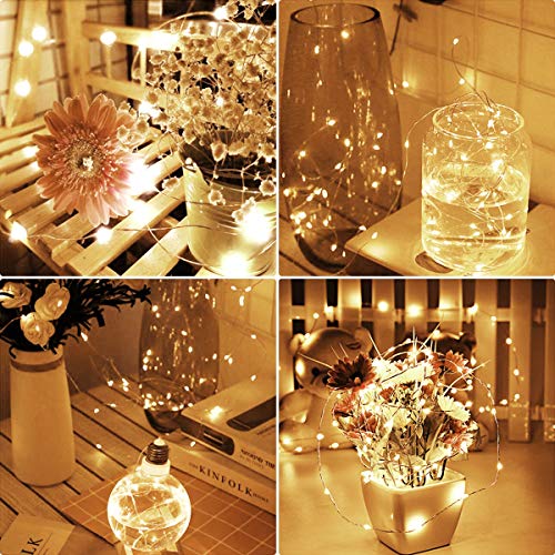 cshare Led Fairy Lights Battery Operated, 1 Pack 16ft/50 LEDs Mini Battery Powered Copper Wire Starry Fairy Lights for Bedroom, Christmas, Parties, Wedding, Centerpiece, Decoration ( Warm White)