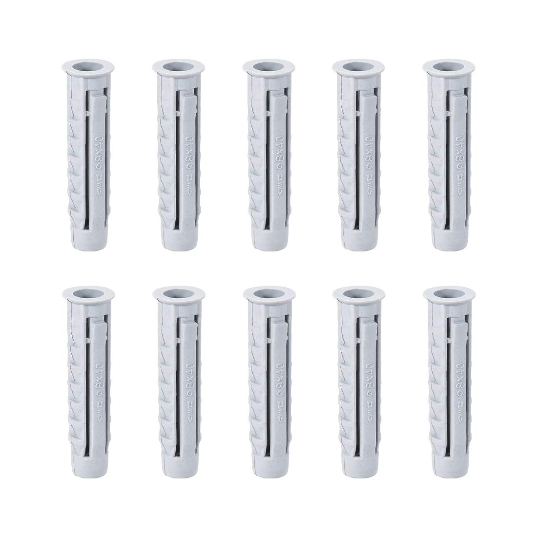 sourcing map 8x40mm Plastic Expansion Tube Bolts Column Frame Fixings Gray 100pcs