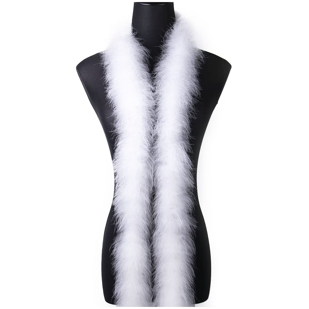 2 Yards 22G Fluffy Marabou White Feather Boa for DIY Craft Sewing Trim Home Wedding Party Christmas Decoration