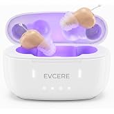 EVCERE Rechargeable OTC In-Ear Hearing Aids for Seniors,100H CASE (E08) | In-ear discreet design with multiple tip sizes. Easy one-touch volume control and noise reduction. No prescription needed.