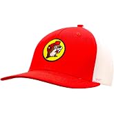 Buc-ee's Adjustable Snapback Trucker Hat The Beaver Logo Embroidered on Front, One Size Fits All (US, Alpha, One Size, Red/White)