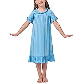 EASWEET Bamboo Viscose Girls' Sleepwear Short Sleeve Ruffle Hem Kids Nightgown