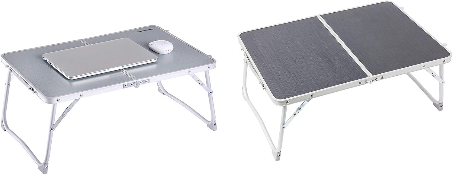 Foldable Laptop Table, Superjare Bed Desk, Breakfast Serving Bed Tray, Portable Mini Picnic Table & Ultra Lightweight, Folds in Half with Inner Storage Space