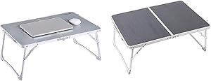 Foldable Laptop Table, Superjare Bed Desk, Breakfast Serving Bed Tray, Portable Mini Picnic Table & Ultra Lightweight, Folds in Half with Inner Storage Space