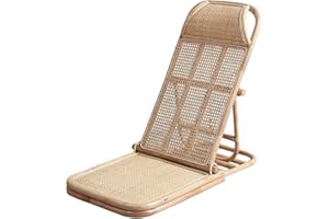 Kelendle 4-Gear Adjustable Folding Rattan Floor Chair Foldable Beach Chair Lazy Floor Chair Floor Lounge Chair Tatami Floor Chair for Home and Office Relaxation