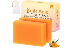 HOYEHOLA Kojic Acid Turmeric Soap Bar - Dark Spot Remover for Face Even Skin Tone, Moisturizing & Nourishing Natural Ingredients 2Packs