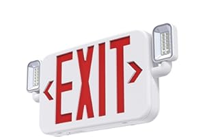 SiTiSFi Led Combo Emergency Exit Sign Light with Two Adjustable Head Lights and Backup Battery Exit Light,US Standard Red Letter Commercial Emergency Exit Lighting,UL 924,AC120/277V (1Pack)