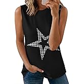 Dokotoo Women's Tank Tops Casual Summer Sleeveless Vest Patchwork Lightweight Crewneck Tunic Shirts