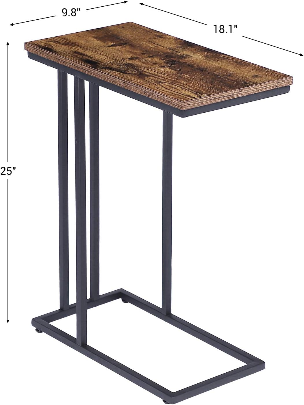 HOOBRO Side Table, Snack Table Heavy-Duty Sofa Side Table for Living Room, Bedroom, Easy Assembly, Space Saving, Wood Look Accent Furniture with Metal Frame, Rustic Brown BF02SF01: Home & Kitchen