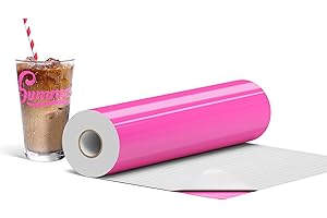 IROHTV Pink Permanent Vinyl, 12" x 15 FT Glossy Magenta Pink Vinyl Roll for Cricut, Silhouette All Cutting Machines, Adhesive Vinyl for Craft Wall Stickers Scrapbooking Car Decals Signs