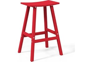WestinTrends Malibu 29 Inch Outdoor Bar Stools, All Weather Resistant Poly Lumber Adirondack Bar Height Stools, Red