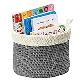 mDesign Knit Baby Nursery Closet Organizer, Bin for Stuffed Animals, Toys, Books - Small, Gray/Ivory