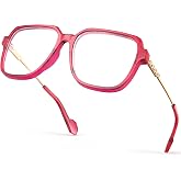 VISOONE Oversized Fashion 99% Blue Light Blocking Glasses for Women REMY | Flexible Metal Temples Extra Wide UV400 HD Clear Lenses Chunky Cute Chic Square Large frame