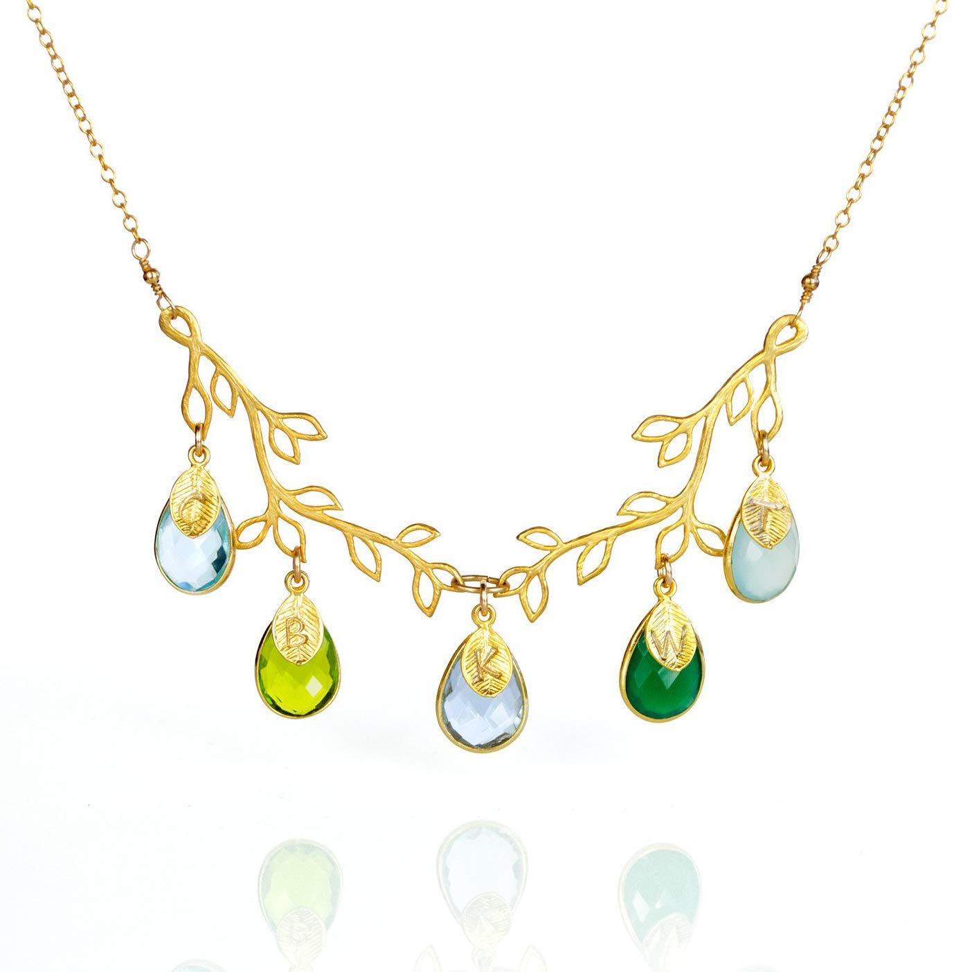 family tree necklace with birthstones