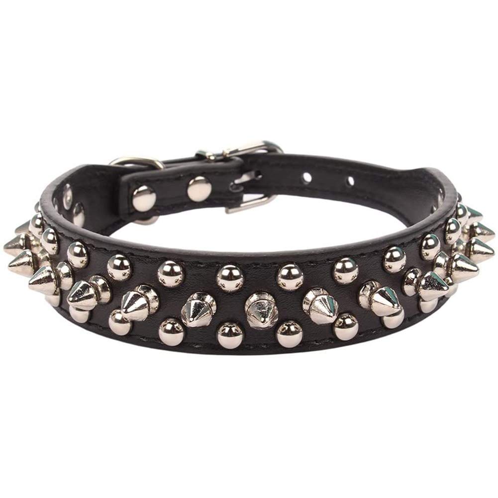 ETOPARS Spiked Studded Leather Dog Collar, Bullet Nail Rivet Collar for Medium & Large Dogs Pitbull, Dog Leash Punk Dog Collar