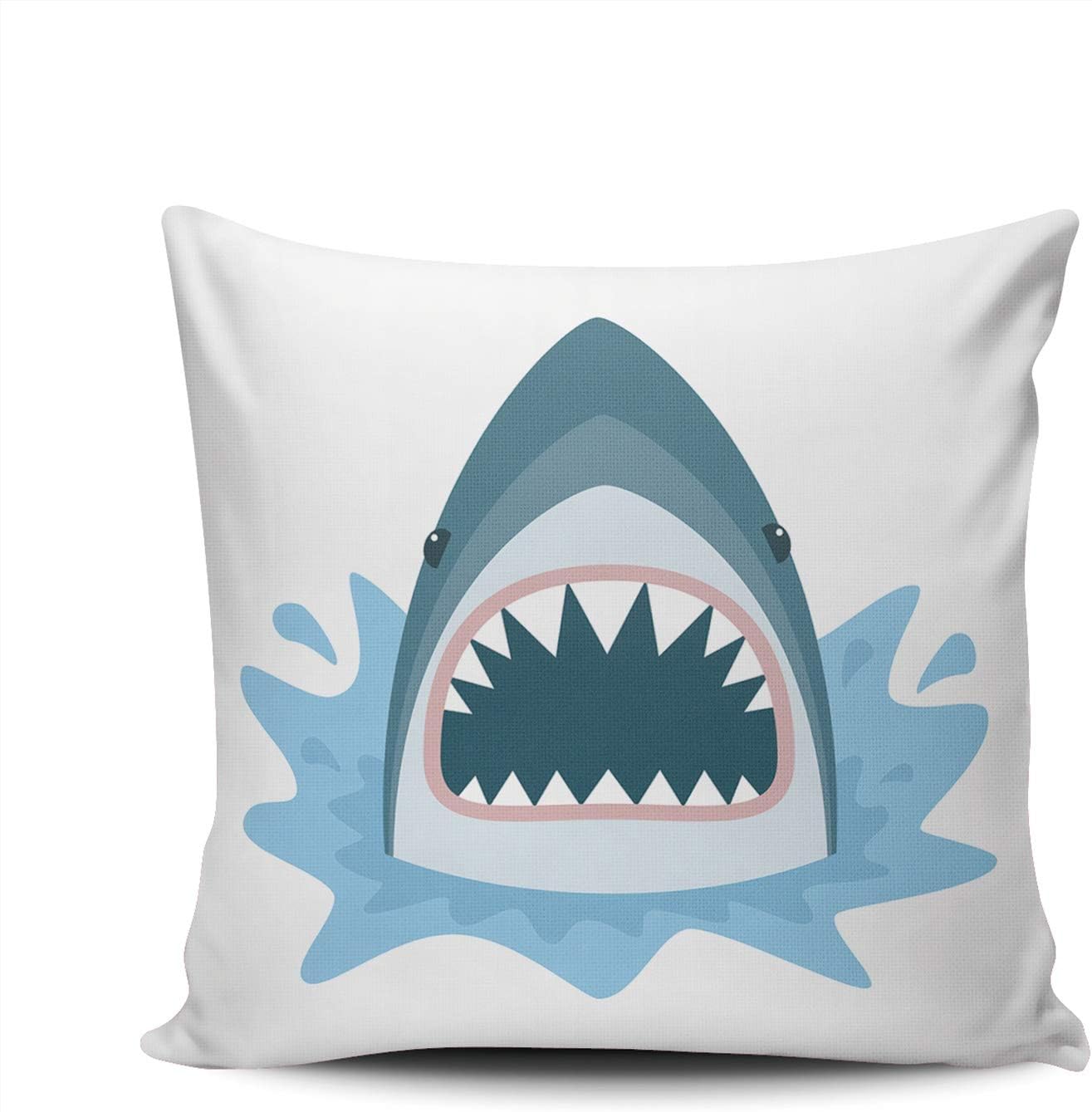 ONGING Decorative Throw Pillow Case Shark with Open Mouth Pillowcase Cushion Cover Double Sided Design Printed European Size 26X26 Inch